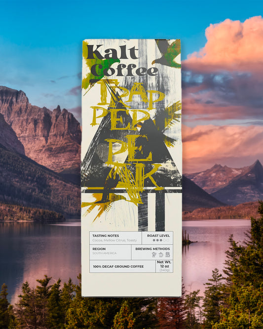 Trapper Peak (Decaf: Cocoa, mellow citrus, toasty)